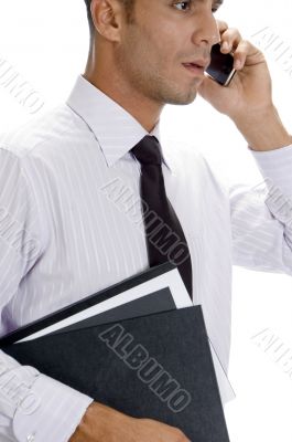 adult american businessman busy on phone call
