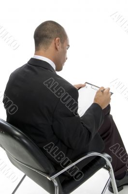 businessman posing from behind
