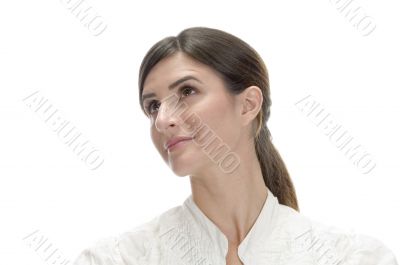 charming lady looking upside