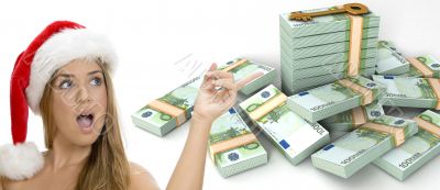 key and money and a sexy lady with santa hat