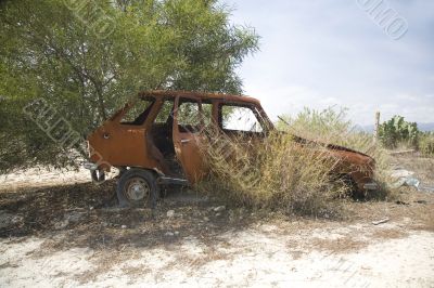 dilapidated car side