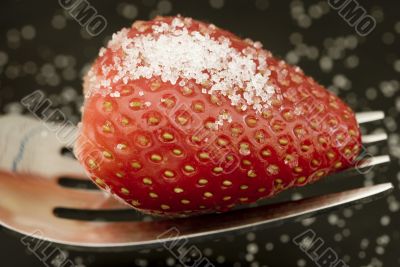 strawberry and fork