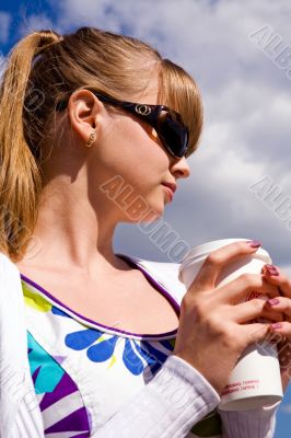 Beautiful young woman and coffee