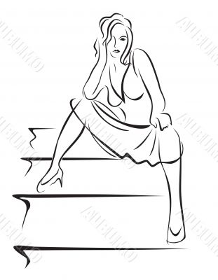 Stylised sexy woman drawing