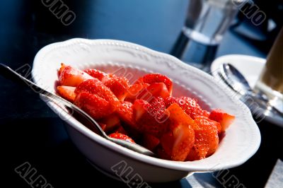 Fresh strawberry salad outdoors