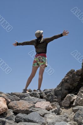 woman open arms in cross