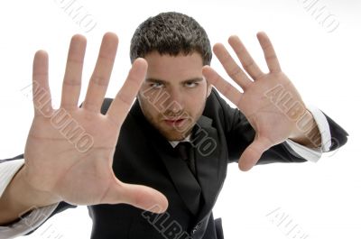 young man with hand gesture