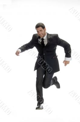 smart businessman jumps up