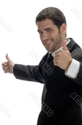 happy businessman wishing good luck