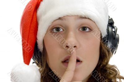 woman instructing to keep silent