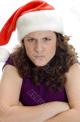 woman with santa cap