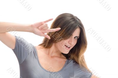 lady showing hand gesture