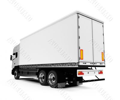 semi truck over white semi truck over white