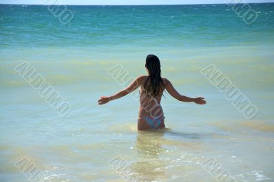 woman bathing in the ocean