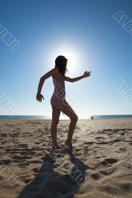 funny woman against the sun