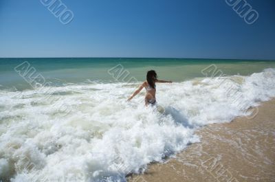 woman on the waves