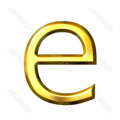 3D Golden Letter e
