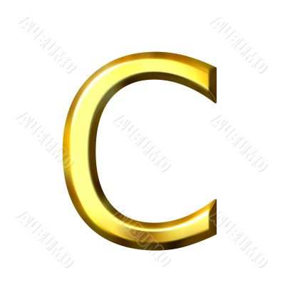 3D Golden Letter c