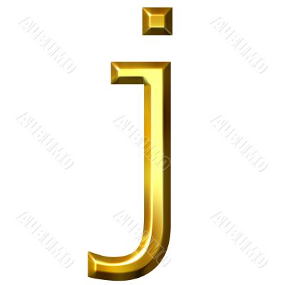 3D Golden Letter j