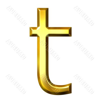 3D Golden Letter t