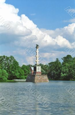 Classical column in water of the lake