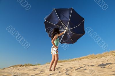 fighting with parasol
