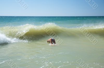 woman through the wave