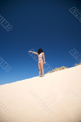 woman marks at beach