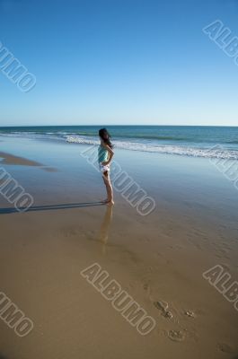 lonely beach woman