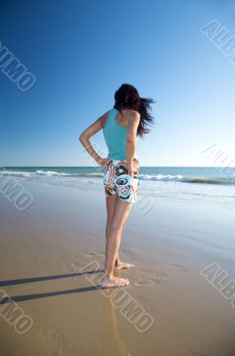 back shoulders woman at the beach