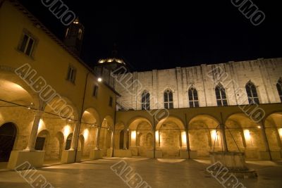 Ascoli Piceno - Illuminated cloister at night Ascoli Piceno - Illuminated cloister at night