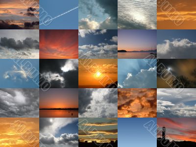 Digital Composite With 25 Pictures Of The Sky