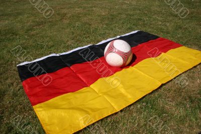 Soccer ball in front of the german flag