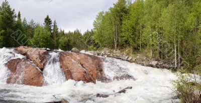 Panoramic photo of a waterfall