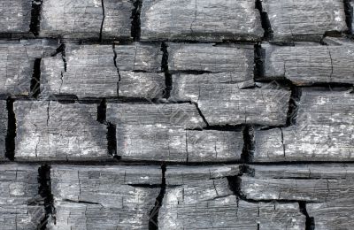 Surface of the charred wall