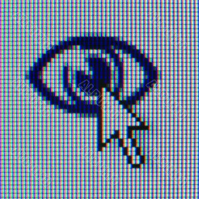 Macrophoto of an icon and the cursor