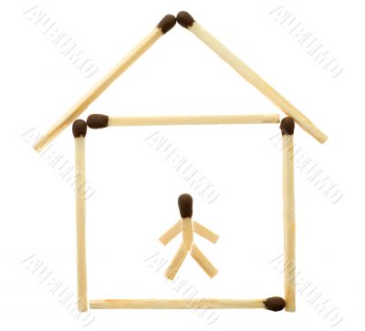 Small house laid out from matches