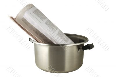 Hot news, the newspaper in a saucepan