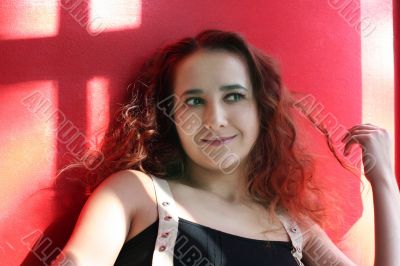 Happy smiling girl on red Happy smiling girl on red