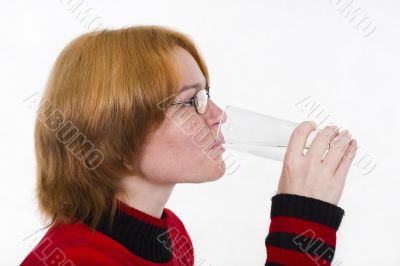 The girl with a water glass