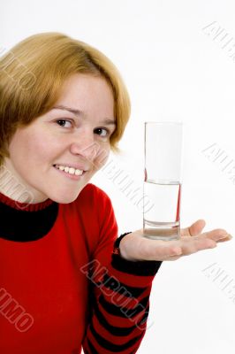 The girl with a water glass