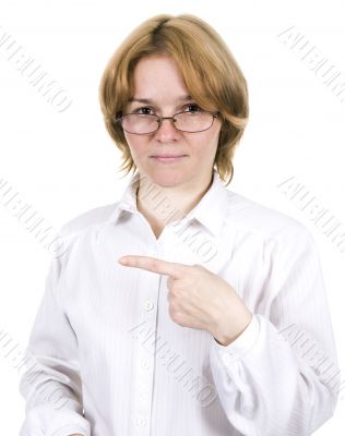 Girl in points isolated on a white