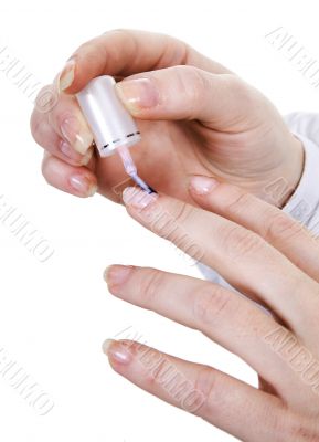 Female hands nails painting