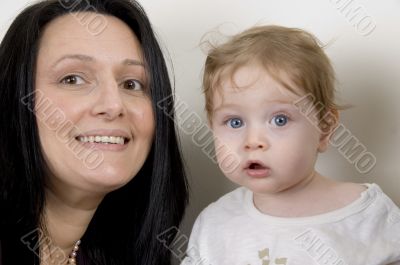 mother and child looking to camera