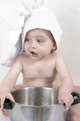 little chef with pan