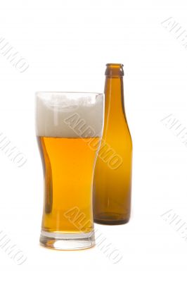 Glass and bottle of beer