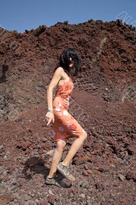 walking on volcanic area