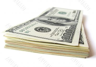stack dollars bills isolated