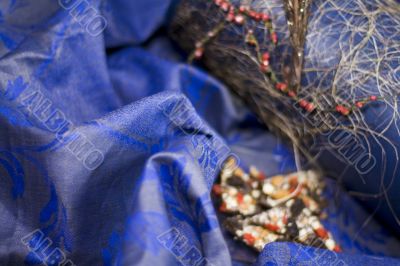 textile, decorative gift box and chocolate