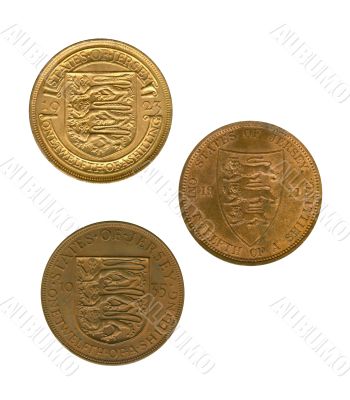 Three gold jersey coins